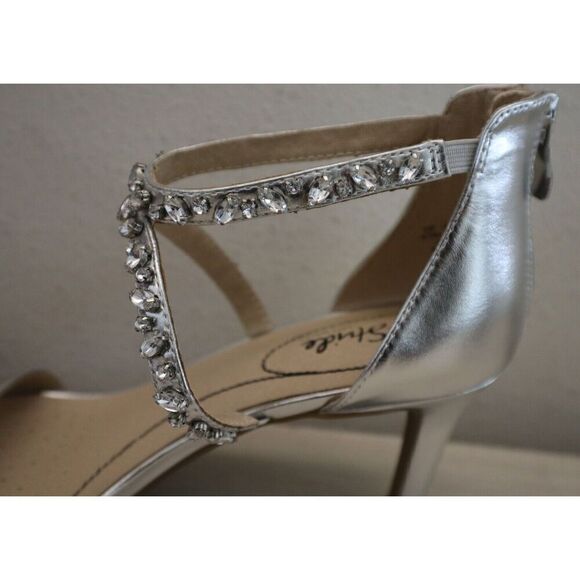 LifeStride Women's Sz 8.5M Silver Metal Memories Faux Leather Strappy Heels - Picture 5 of 7